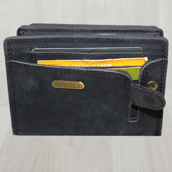 flevado Geldbörse Unisex Damen Herren Echt Leder RFID Schutz Schwarz